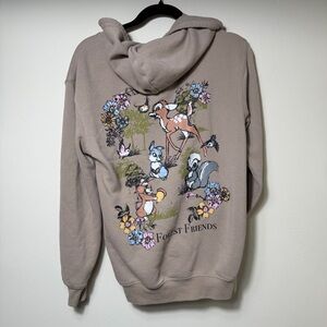 Cottage Core Disney Bambi Woodland Creatures Twee Hoodie XS Brown Deer Thumper